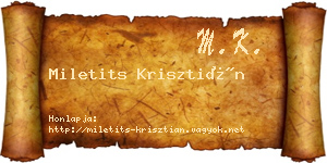 Miletits Krisztián névjegykártya